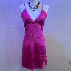 Vintage y2k hot pink  Satin Slip Dress